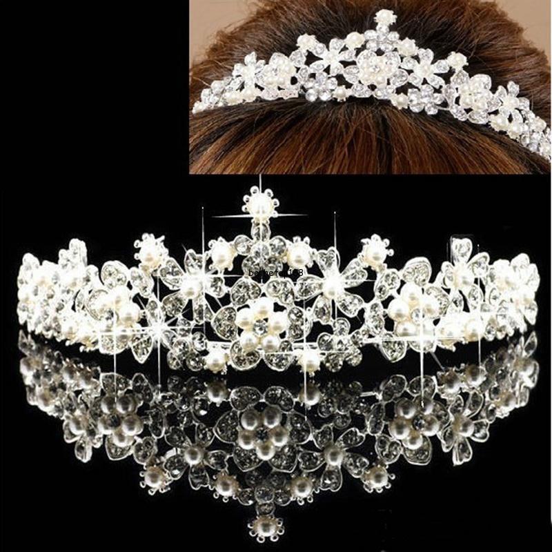 Wedding Bridal Princess Austrian Crystal Hair Accessory Tiara Crown Veil